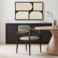 Ronda - Vegan Leather Upholstered Dining Arm Chair - Black Legs