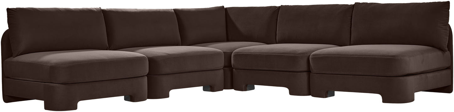 Hammond - Velvet Performance Fabric Upholstered 5 Piece Armless Sectional