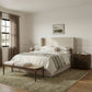 Nara - Linen Textured Fabric Upholstered Bench - Painted Brown Walnut