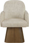 Marlowe - Linen Textured Fabric Upholstered Swivel Dining Arm Chair - Stained Brown
