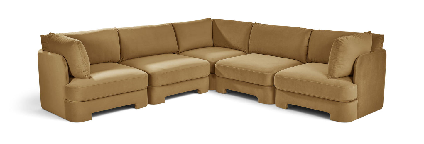 Hammond - Velvet Performance Fabric Upholstered 5 Piece Corner Sectional