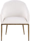 Ferro - Linen Textured Performance Fabric Upholstered Dining Arm Chair - Cream / Brushed Gold