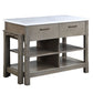 Feivel - Kitchen Island With Pull Out Table - Marble Top & Rustic Oak