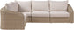 Seacrest - Olefin Water Resistant Fabric And Wicker 4 Piece Outdoor Patio Modular Sectional