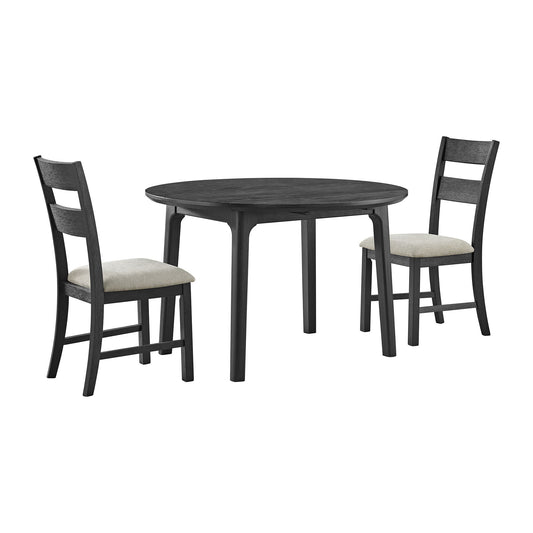Garcia - 3 Piece Dining Set (Round Drop Leaf Table And 2 Chairs) - Black