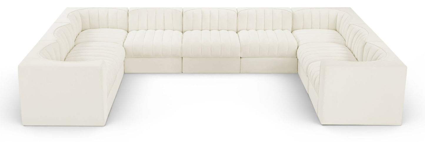 Rummi - Velvet Performance Fabric Upholstered 9 Piece Modular Sectional