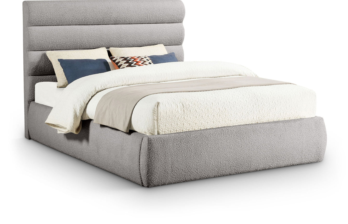 Adam - Boucle Fabric Bed With 52" Headboard