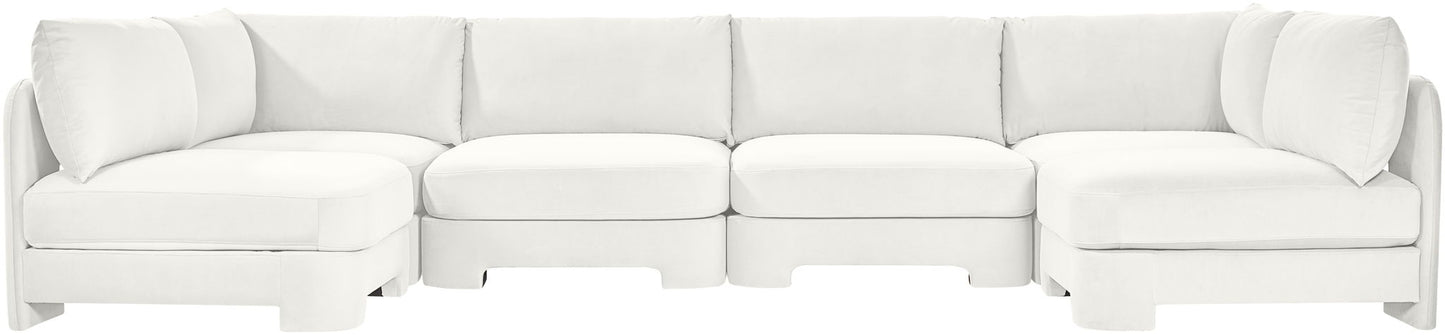 Hammond - Velvet Performance Fabric Upholstered 6 Piece U-Shaped Armless Sectional