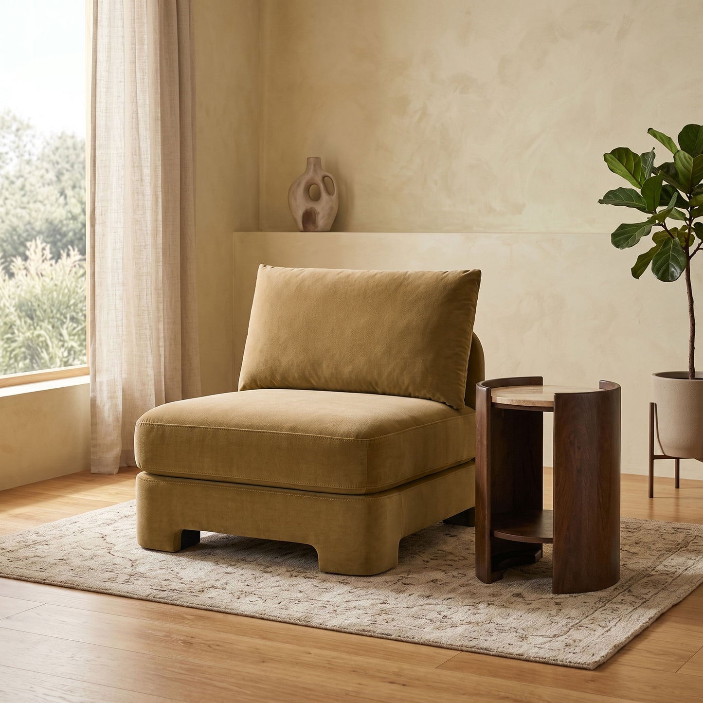 Hammond - Velvet Performance Fabric Upholstered Armless Chair