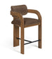 Cedra - Velvet Performance Fabric Upholstered Counter Stool - Brown Frame