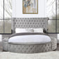 Gaiva - Queen Bed With Storage - Gray Velvet