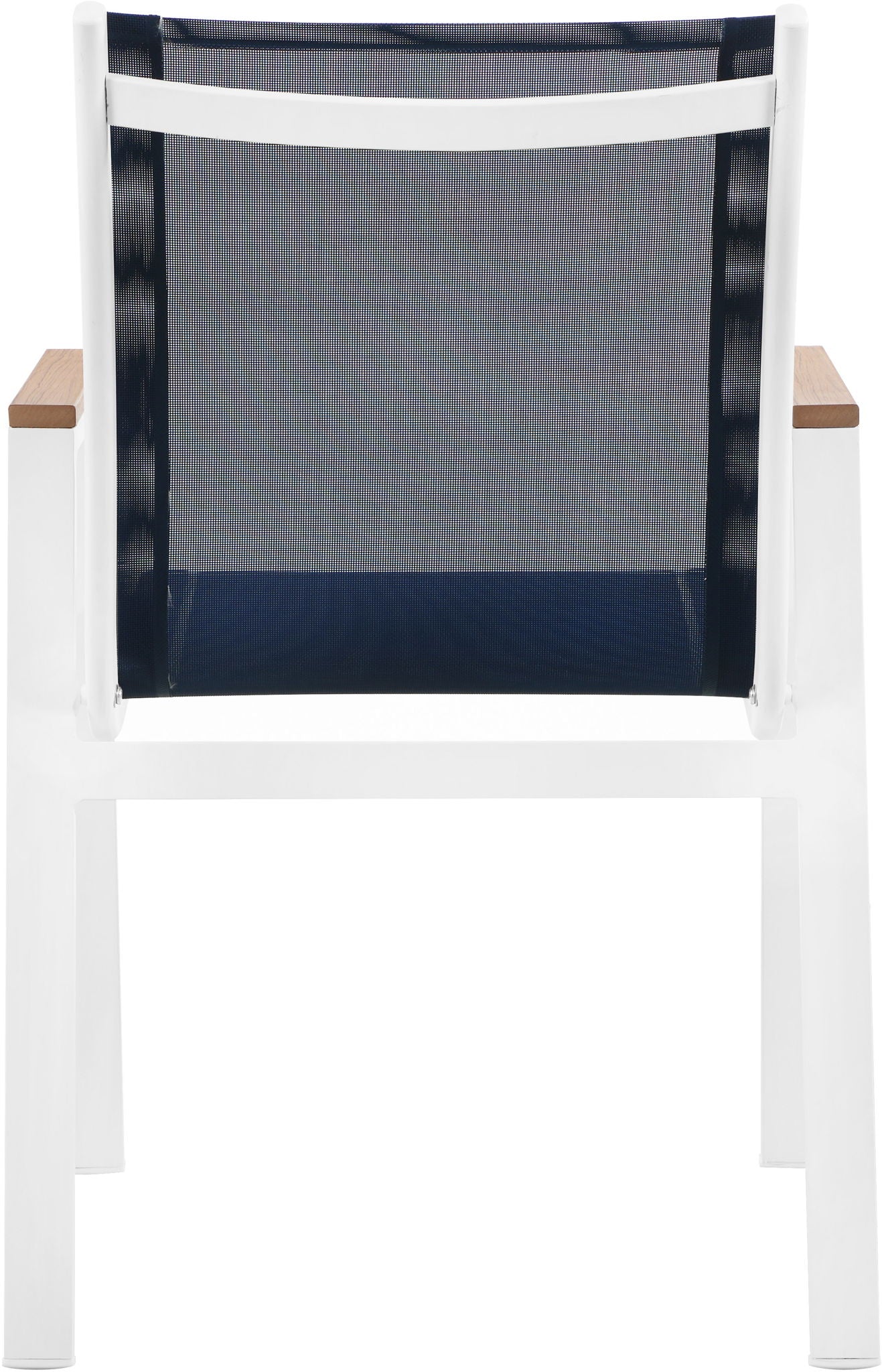 Nizuc - Outdoor Patio Dining Arm Chair With White Frame And Natural Arms (Set of 2)