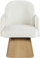 Marlowe - Linen Textured Fabric Upholstered Swivel Dining Arm Chair - Stained Natural