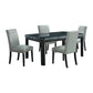 Francesca - Rectangular 5 Piece Gray PU Chairs Dining Set, Table & Four Chairs - Gray Marble