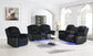 U161 - Corduroy Power LED Reclining Loveseat With Bluetooth Speaker - Black