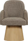 Marlowe - Linen Textured Fabric Upholstered Swivel Dining Arm Chair - Stained Natural