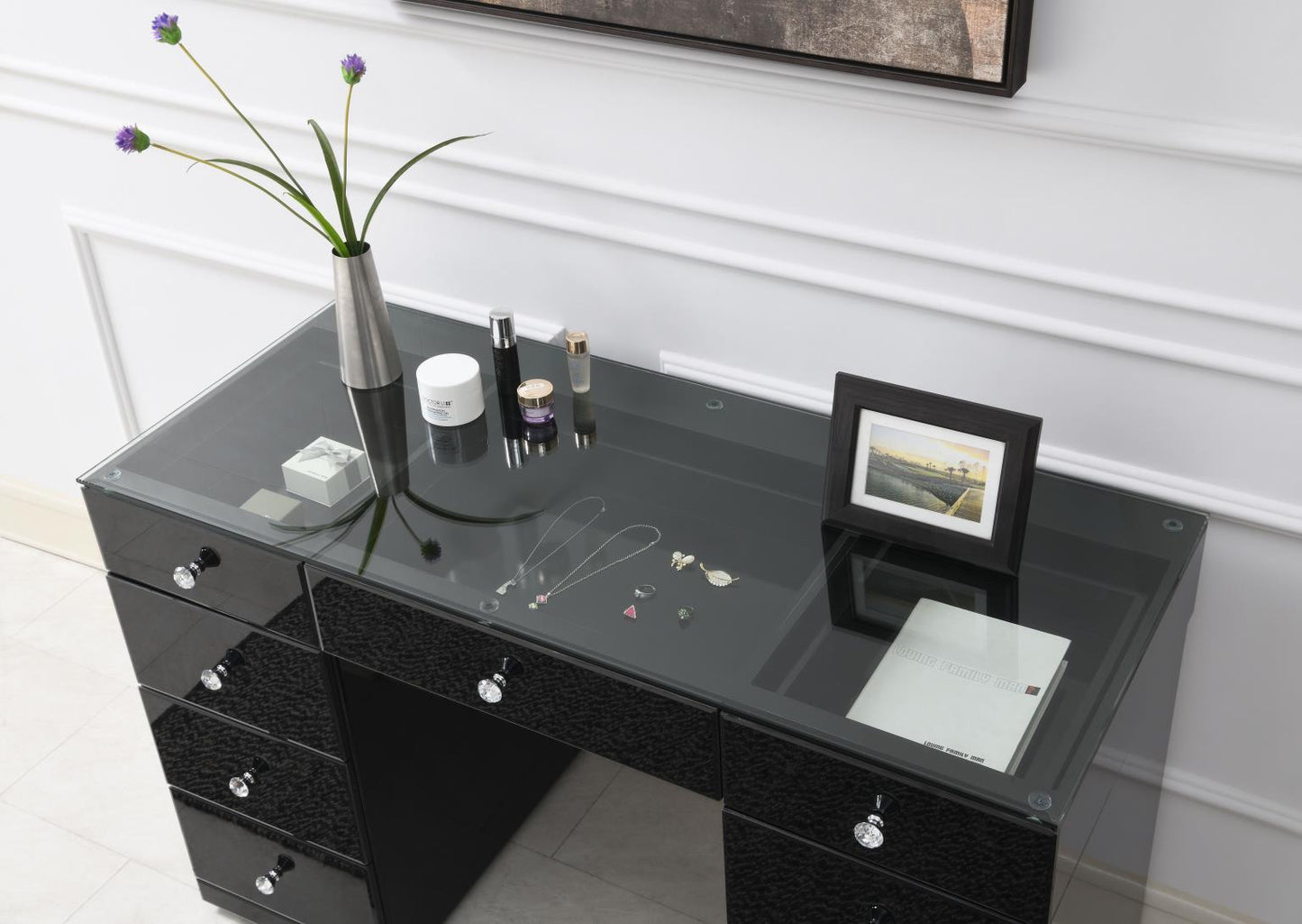 G-316 - Glamour Dresser & Stool - Black