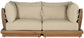 Mirella - 2 Piece Water Resistant Fabric 76" Upholstered Outdoor Patio Modular Loveseat