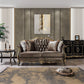 Betria - Loveseat With 4 Pillows - Light Green Velvet, Gold & Black High Gloss