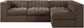 Rummi - Velvet Performance Fabric Upholstered 4 Piece Modular Sectional