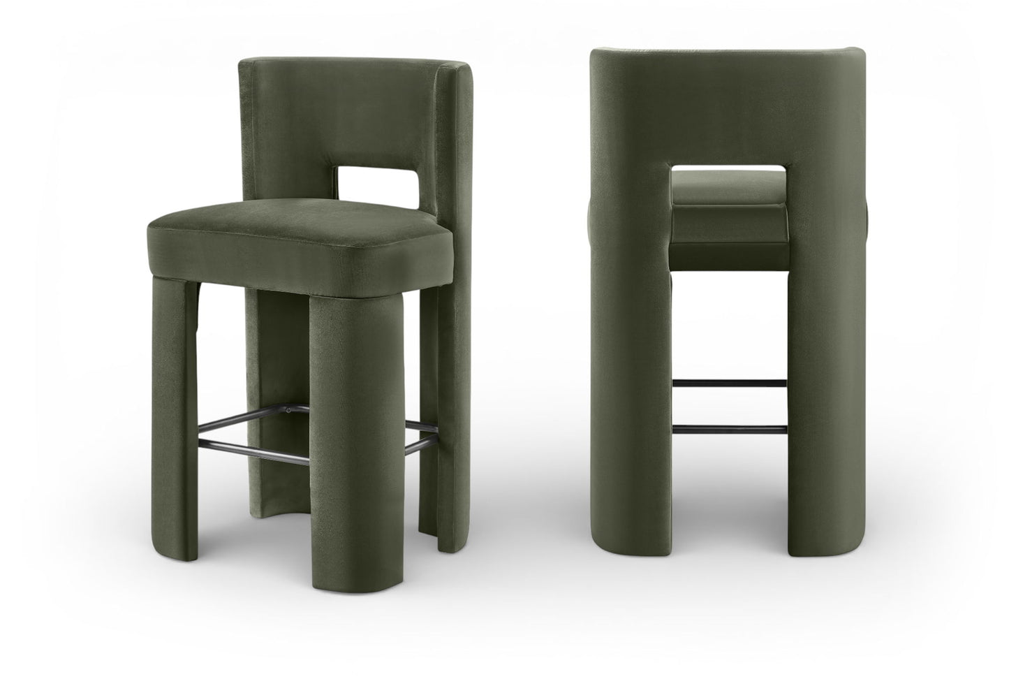 Zuno - Velvet Performance Fabric Upholstered Bar Stool (Set of 2)