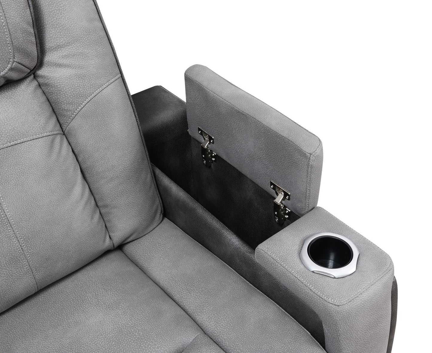 U77 - Power Reclining Sofa With Power Headrest, Reading Light, Magzine Pocket, Storage Arms / USB And Wireless Charger - Slate