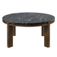 Estella - Coffee Table With Natural Marble Top - Black Top & Walnut