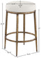Ferro - Linen Textured Performance Fabric Upholstered Backless Counter Stool - Cream / Brushed Gold