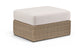Seacrest - Olefin Water Resistant Fabric And Wicker Outdoor Patio Ottoman/Coffee Table