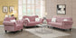U220 - Chair With One Fur Pillows & Wooden Legs - Pink