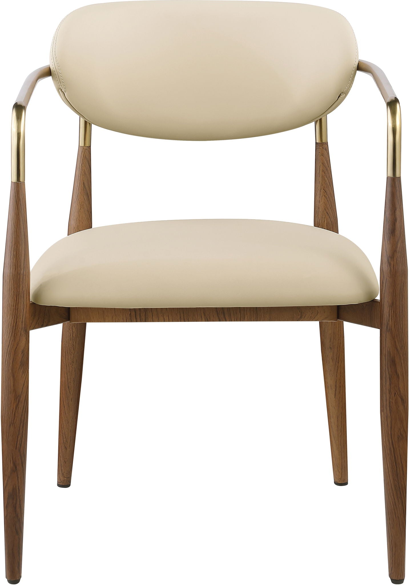 Ronda - Vegan Leather Upholstered Dining Arm Chair - Walnut Legs