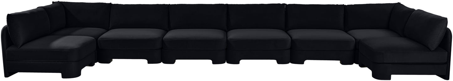 Hammond - Velvet Performance Fabric Upholstered 8 Piece U-Shaped Armless Sectional - Beige