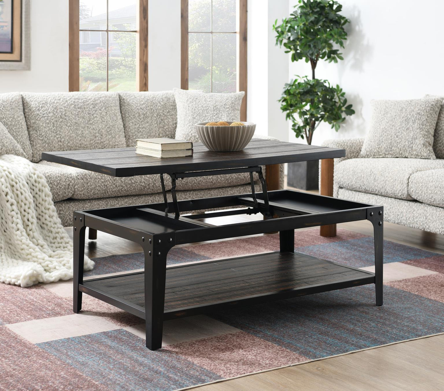 T110 - Lift-Top Coffee Table - Dark Brown