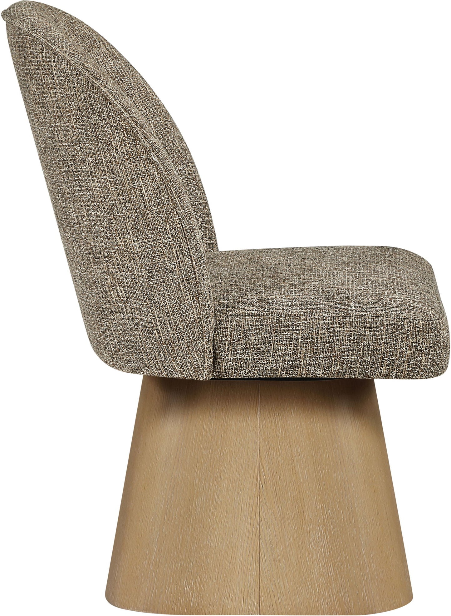 Marlowe - Linen Textured Fabric Upholstered Swivel Dining Side Chair - Stained Natural