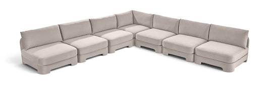 Hammond - Velvet Performance Fabric Upholstered 7 Piece Armless Sectional