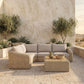 Seacrest - Olefin Water Resistant Fabric And Wicker 4 Piece Outdoor Patio Modular Sectional