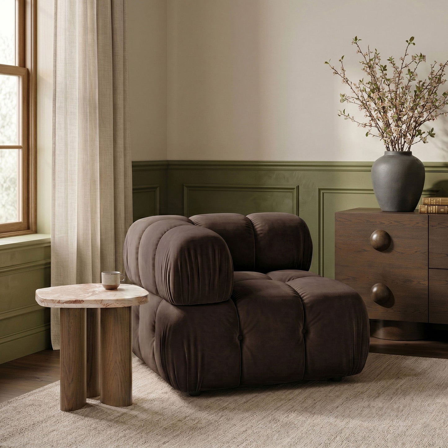 Orin - Velvet Performance Fabric Upholstered Modular Corner Chair