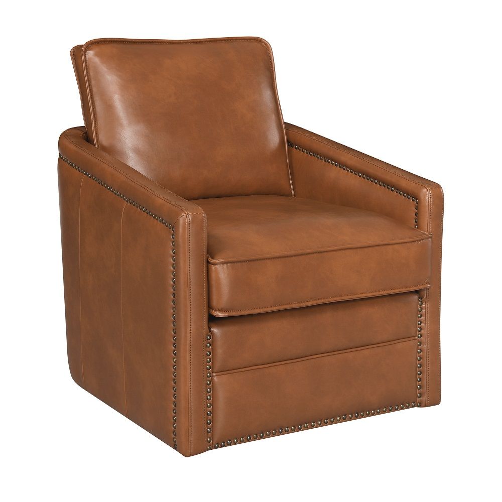 Rocha - Swivel Chair - Brown Leather Aire