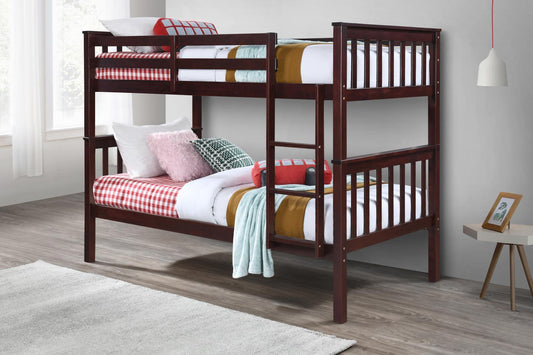 S104 - Twin Over Twin Bunk Bed - Dark Brown