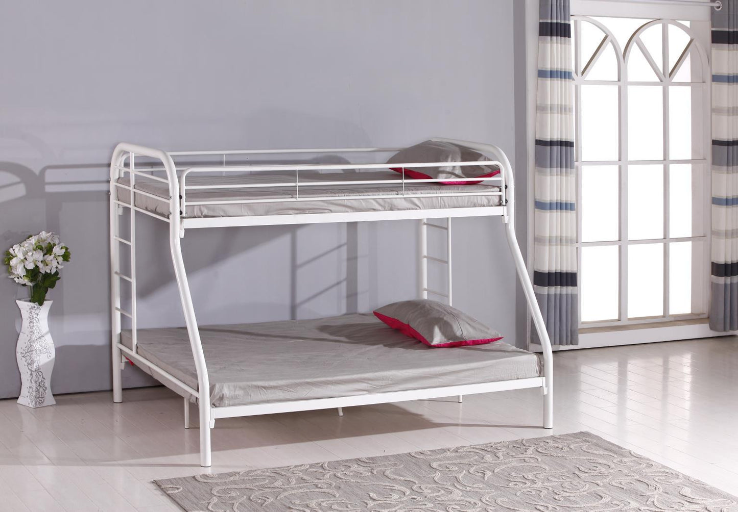 S131 - Twin / Full Bunk Bed - White