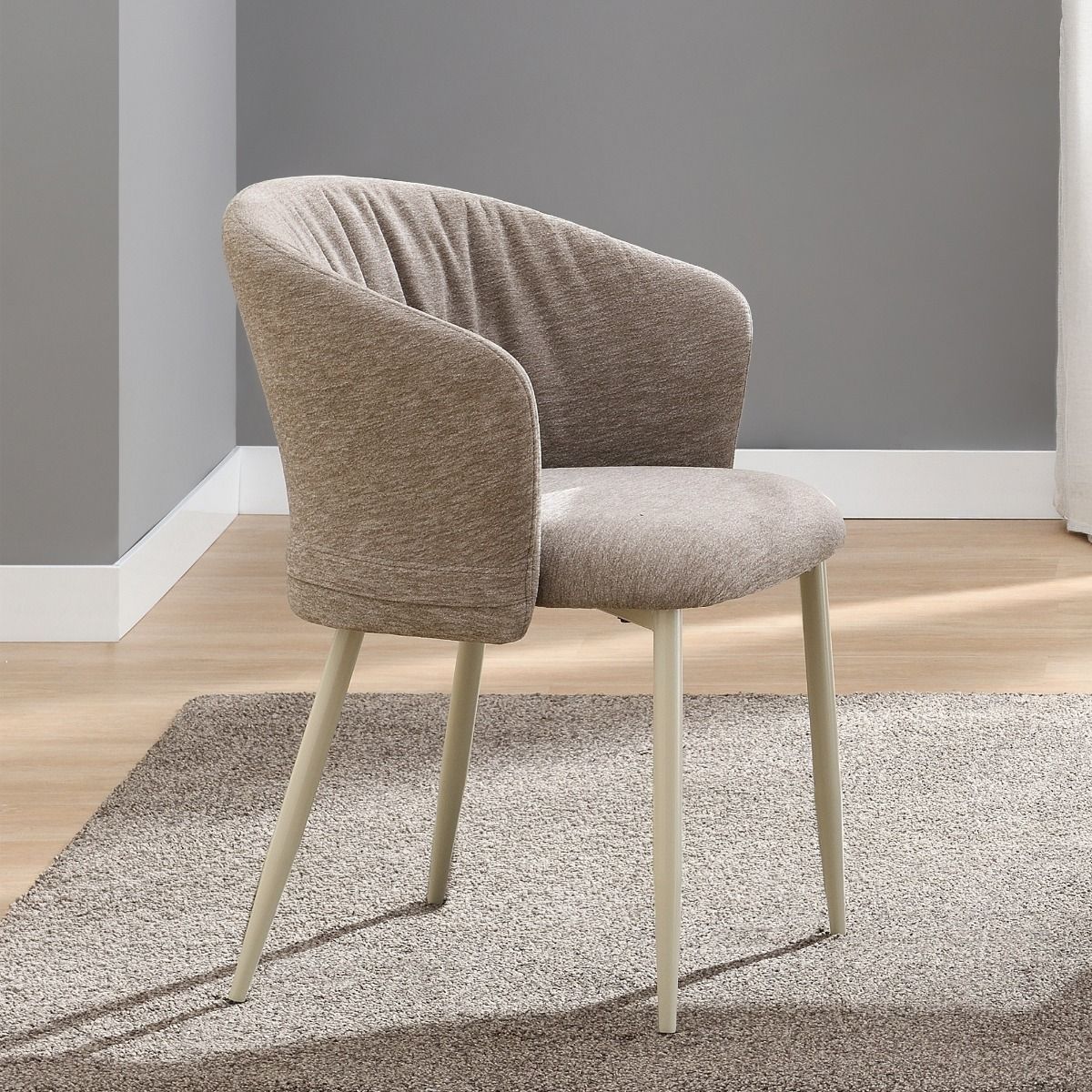 Ogin - Arm Chair (Set of 2) - Dark Beige & Natual