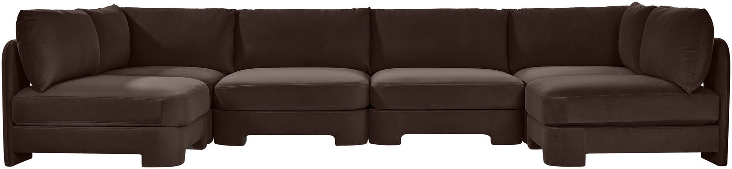 Hammond - Velvet Performance Fabric Upholstered 6 Piece U-Shaped Armless Sectional