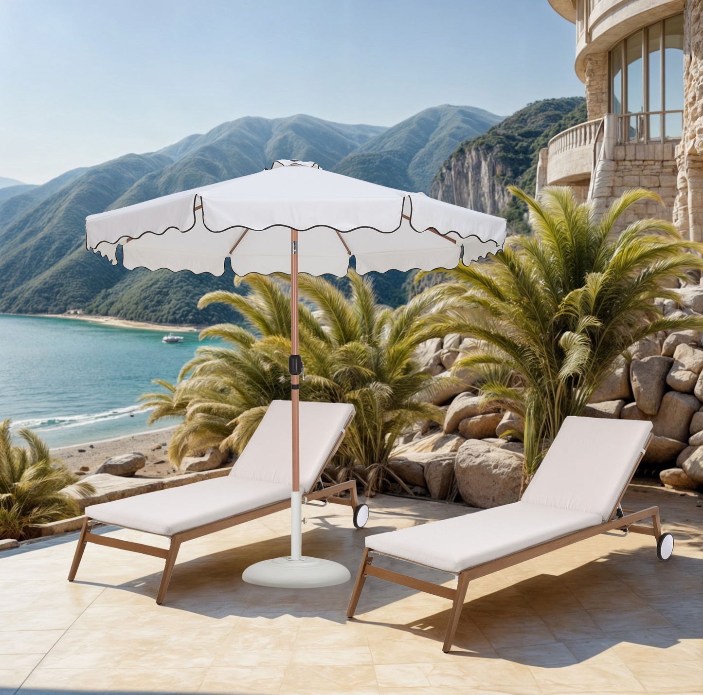 Amalfi - Patio Umbrella - Light Brown Base / Light Brown Pole