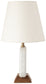Solis - 14" Genuine Marble And Mango Wood Base With Linen Textured Fabric Shade Table Lamp