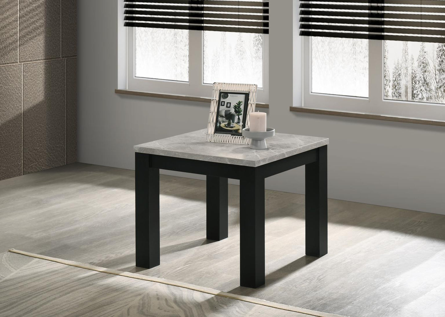 T233 - Melamine Top 3 Piece Table Set (Coffee And 2 End Tables) - Black / White