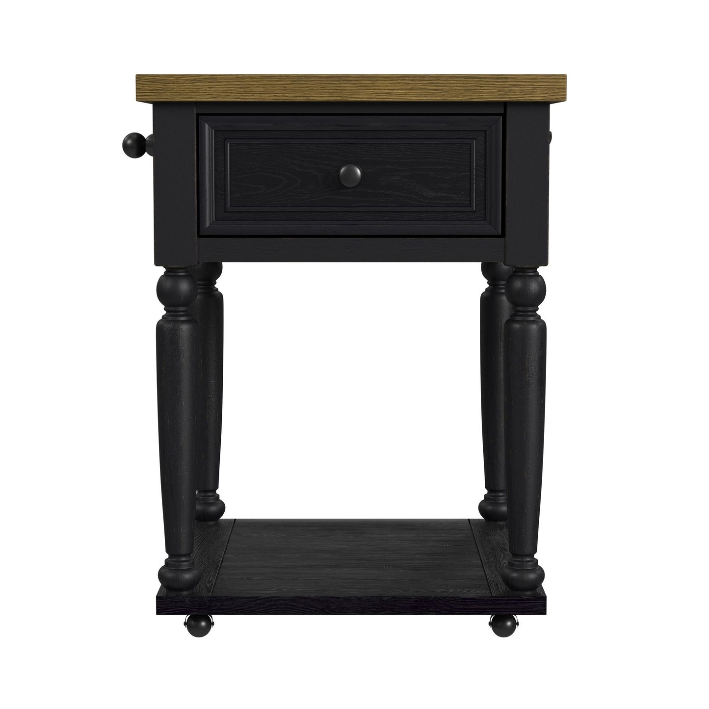 Heritage - Chopping Block Island With Casters - Oak Brown And Black