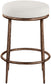 Ferro - Linen Textured Performance Fabric Upholstered Backless Counter Stool - Cream / Brushed Bronze