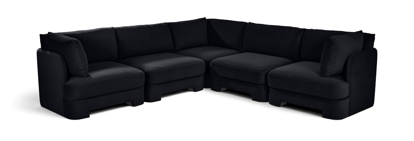 Hammond - Velvet Performance Fabric Upholstered 5 Piece Corner Sectional