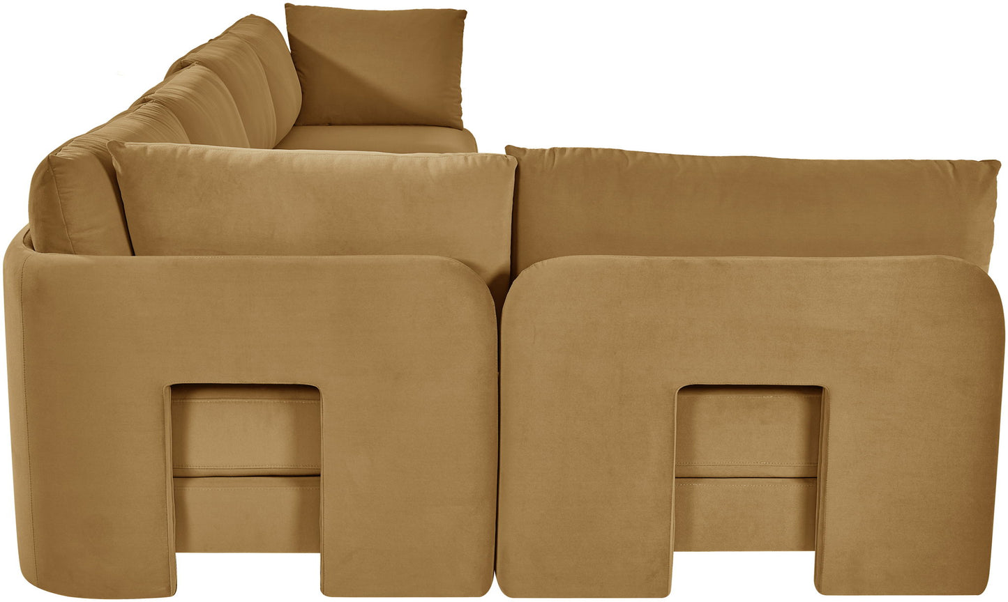 Hammond - Velvet Performance Fabric Upholstered 5 Piece L-Shaped Sectional