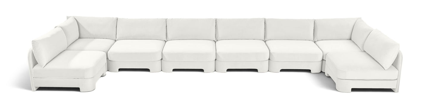 Hammond - Velvet Performance Fabric Upholstered 8 Piece U-Shaped Armless Sectional - Beige